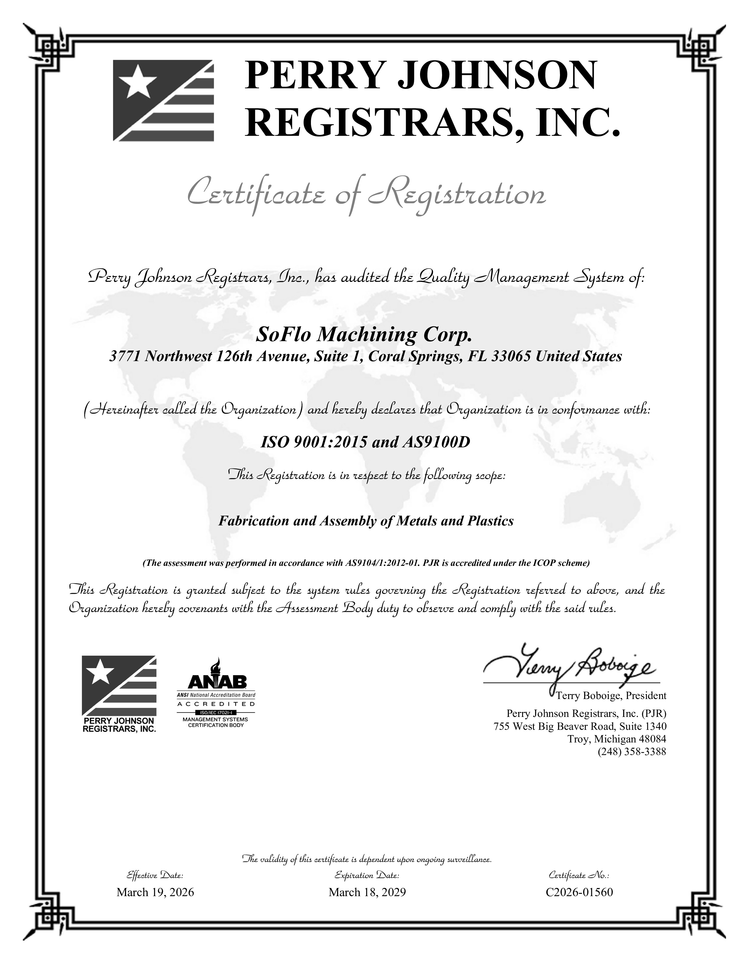 ISO 9001:2015 and AS9100D Certificate